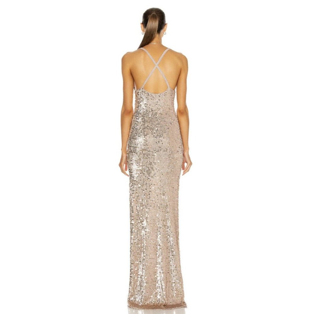 Retrofete Marie Dress Rose Gold Sequins Party - Picture 4 of 10